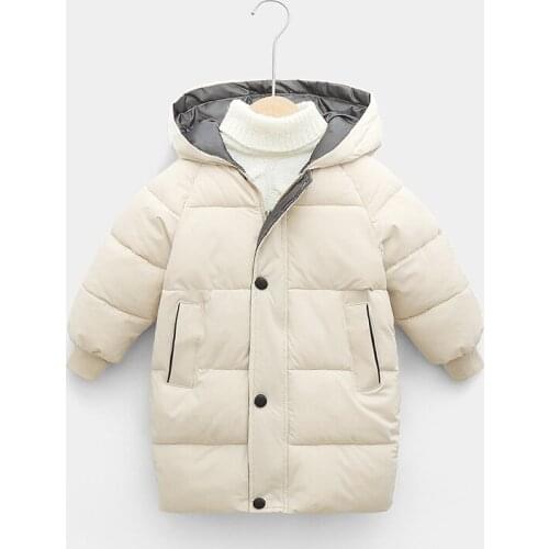 Warm Long Jackets Toddler Kids Casual Outerwear Down Coat 2021 Winter Teenage Baby Boys Girls Cotton-Padded Parka &coats Thicken