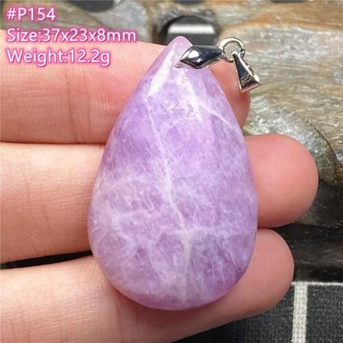 Top Natural Purple Kunzite Stone Pendant Jewelry For Women Man Crystal 37x23x8mm Healing Silver Beads Water Drop Gemstone AAAAA