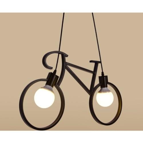 Vintage Retro Bicycle Pendan Lights Fixture Wrought Iron Loft Creative Industrial Bike Hanging Lamp Kitchen Room Cafe Restaurant
