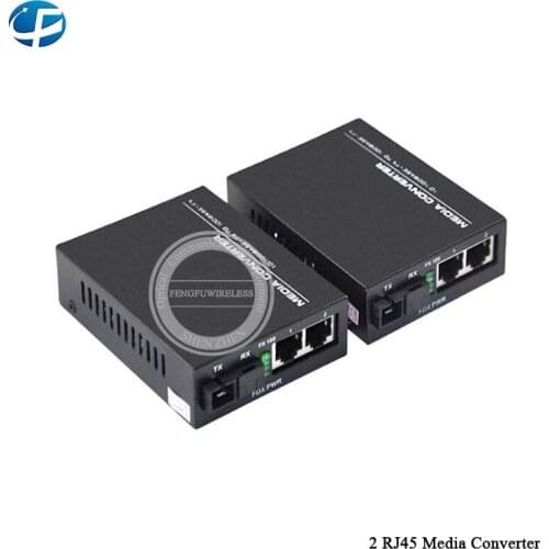 RJ45 1 Pair Media Converter 2 PORT 100Mbps SC APC Connector with 1310/1550nm Single Mode Fiber Media Converter RJ45