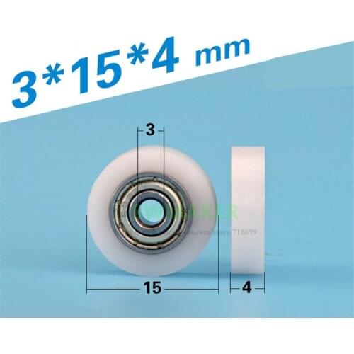 1pcs 3*15*4mm 623 Bearing Plastic-coated Drawer Small Wheel, POM Peilin Wheel, Exhibition Cabinet Guide Wheel, Mute Roller
