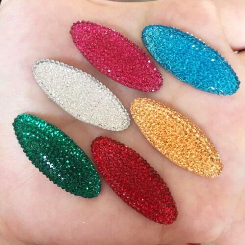10pcs Mixed AB Resin Oval Crystal Flat Back Rhinestone Buttons DIY Wedding Scrapbook Garment Ornament Craft F658