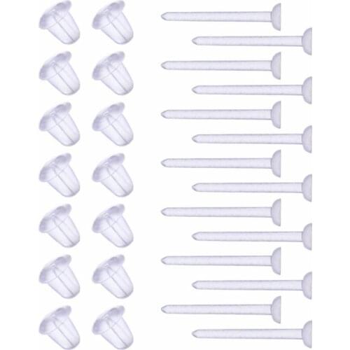 100Pcs Invisible Plastic Earrings Blank Pin Earring Post and Back Jewelry Making