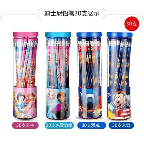 30 PCS children cartoon pencils with eraser Disney Frozen Elsa Mickey Sofia HB pencil environmentally friendly and non-toxic