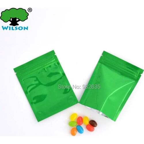 Bottom fill 7.5x10cm (3''x4'' ) 3.5 mils green color plastic 100 pcs zip lock foil packaging small zipper green color