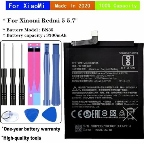 BN35 Battery For Xiaomi Redmi 5 Redmi5 Phone Battery High Quality Original Capacity 3300mAh Replacement batteries + Tools