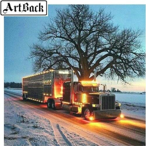 Needlework 5d diy diamond painting cross stitch big truck full square rhinestone 3d diamond mosaic for home decoration