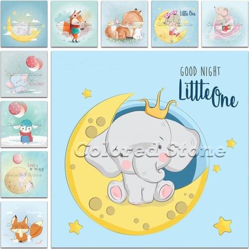 New Diamond painting Cartoon Animal Elephant fox sheep 5D DIY Full Square Drill embroidery Cross stitch Round mosaic Drawing 191