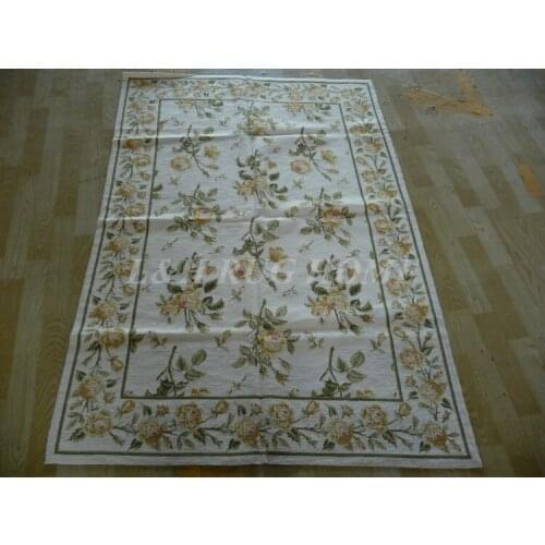 Free Shipping 4'x6' Needlepoint Rugs, Handmade carpet 100% New Zealand Wool Floral design