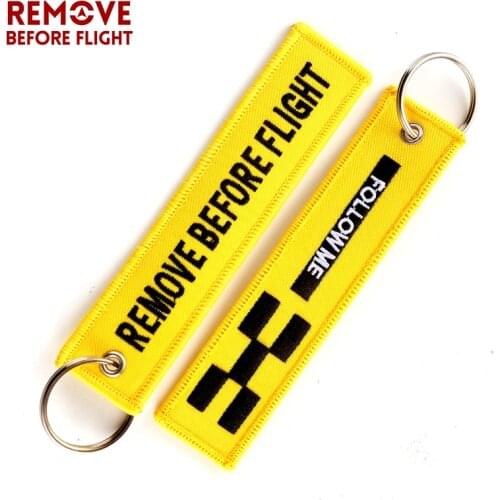 Remove Before Flight Fashion Keychain Embroidery Chain Key ring Safety Tag llavero Aviation gift for Motorcycle Car-styling 2pcs
