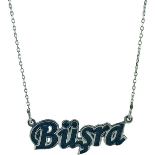 Black Enamel Filled Is 925 Sterling Silver Name Necklace