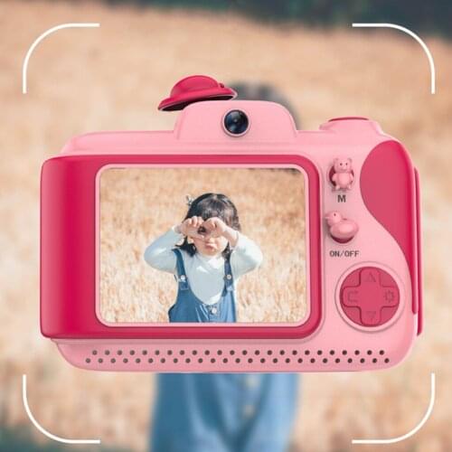 Kids Rechargeable Video Camera with 32GB SD Card for Girls Age 3-10 Pink
