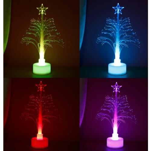 DIY Halloween Decor LED Fiber Optic Christmas Tree Colorful Luminous Three-dimensional Christmas Tree Christmas Decoration Gifts