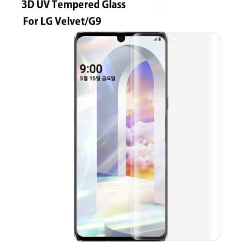 Exunton 3D Curved Ultra Clear Tempered Glass UV Liquid Full Glue Cover for LG Velvet 5G Screen Protector For LG G9 Front Film