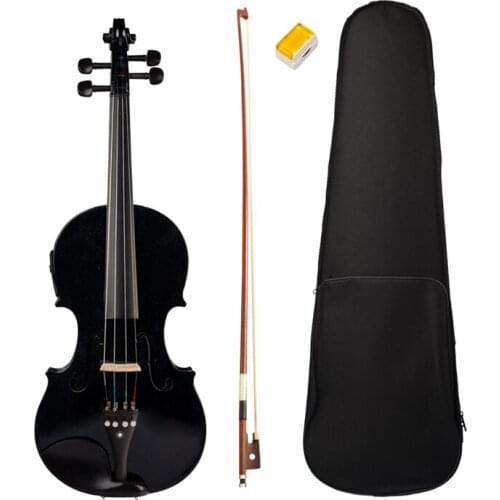 Quality 4/4 Full-Size Violin Violin Sound and Electric Violin Solid Wood Body Ebony Accessories High Quality Black Electric Viol