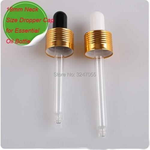 Essential Oil Dropper Cap with Glass Pipette,18mm Neck Size Essential Oil Accessories,Screw Cap of 18mm Neck Size 5-100ml Bottle
