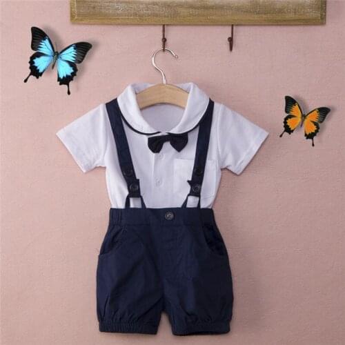 Toddler Baby Boy Clothes Set Infant Kid Gentleman Outfit Bow Tie Shirt+Bib Pants Party Formal Suit Children Clothing Set