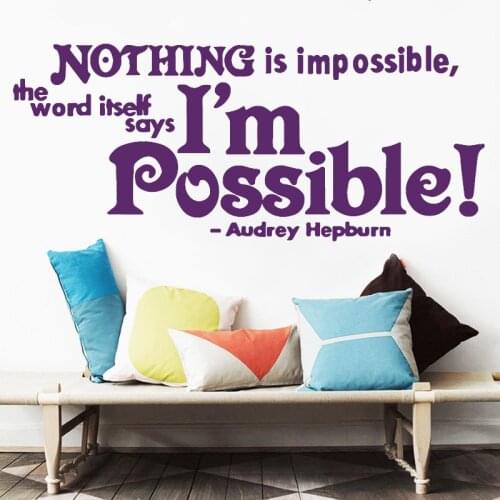 Wall sticker Lovely nothing is impossible Self Adhesive Vinyl Wallpaper Decor For Babys Rooms Diy Pvc Home Decoration HY1815