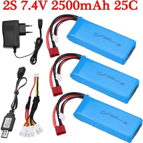 For RC Toys Cars 12428 12423 Battery Accessories 2S 7.4v 2500mAh Lipo Battery for Syma X8C X8W X8G X8 RC Quadcopter Parts T plug