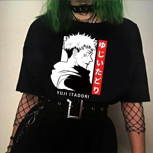 2021 Harajuku Jujutsu Kaisen Yuji Itadori Mens Tshirt Short Sleeve T Shirt Anime Funny Printed Streetwear T-shirt