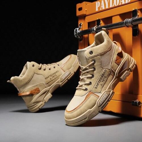 Fashion High Top Men Boots High Quality Trend Comfortable Men Work Boots Autumn New Original Non-slip Motorcycle Boots Casual