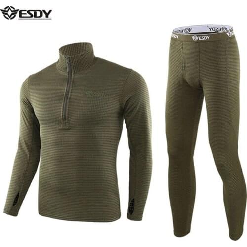 Men Outdoor Winter Warm Fleece Tactical Underwear Thermal Windproof Sports Clothing Liner Training Hiking Riding Shirts Suits