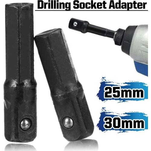 2Pcs Socket Adapter Set 1/4" Hex Shank to 1/4" Square Drive Impact Socket Bit Adapter 25mm 30mm Long Impact Drill Converter Tool