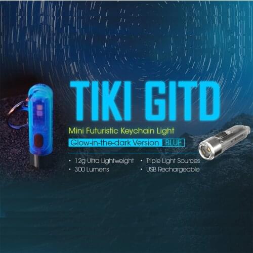 Nitecore TIKI GITD BLUE TIKILE 3 Colors Light Rechargeable LED Keylight P8 300LM LED Built-in Battery Pack Mini Poket Flashlight