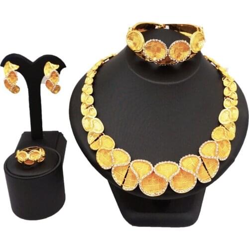 NEW DESIGN jewelry dubai gold jewelry women fashion necklace fine jewelry sets 24k gold jewelry sets necklace set