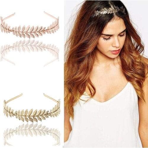 Greek Roman Goddess Olive Leaf Wedding Party Gold Crown Bridal Tiara Hair Hoop Accessories Women Girl Jewelry Hairband Headband