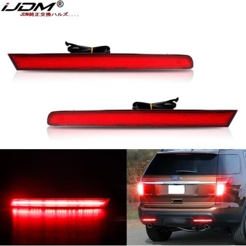 OEM Red Lens Driver/Passenger Sides LED Bumper Reflectors Rear Fog Lights For 2011-2015 Ford Explorer
