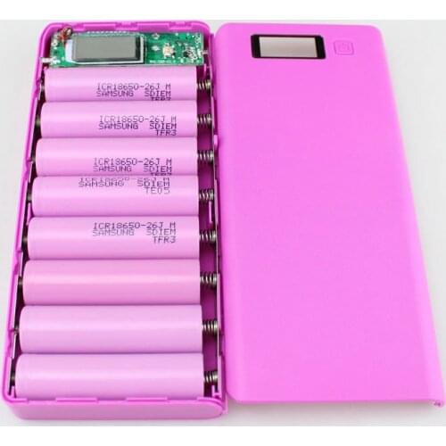 Power Bank DIY 18650 Box Case DIY 8x18650 Battery Holder Portable LCD Display Dual USB Port Powerbank Case Battery Box