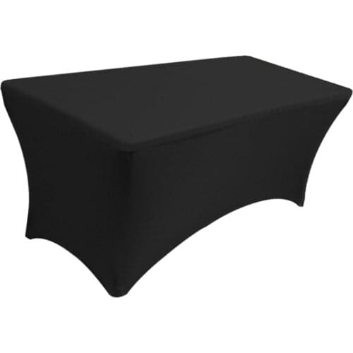 Rectangle Spandex Stretch Tablecloth, Tight Fitted Table Cover, for Wedding Bar Banquet Party Christmas Decor (Black)