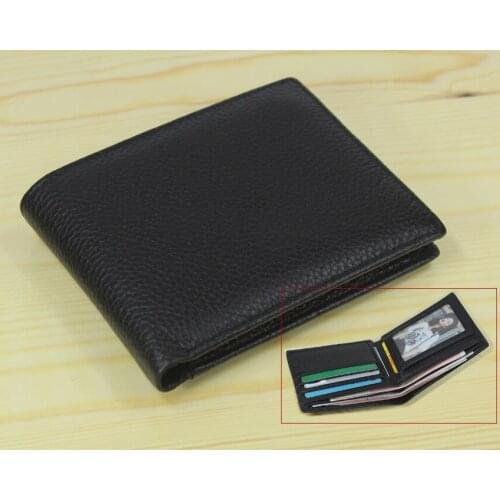 On Sale Fashion Genuine Leather Mens Wallet Money Clip Bifold Genuine Leather Wallet Clutch Purse Black Free Shipping WL003