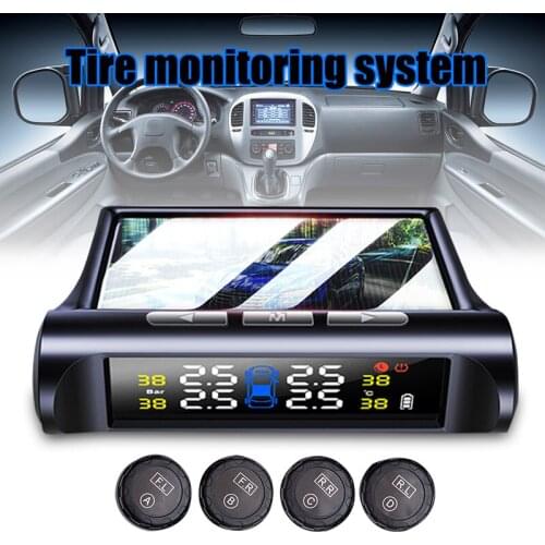 Tire Pressure Monitoring System Solar Power TPMS Wireless 4 External Sensors for Car Car Styling