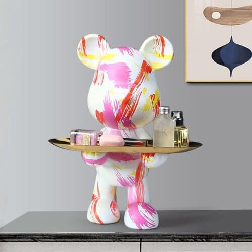 Nordic Figurine Miniature Home Decor Cute Bear Statue Storage Box Living Room Porch Kid Room Accessories Desk Decoration Modern