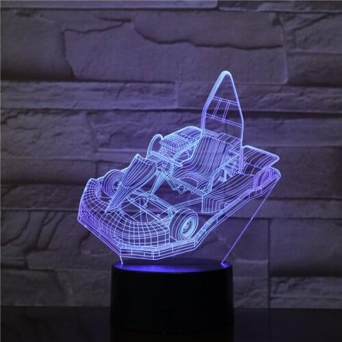 Led 3d Go-Kart Modelling Night Lights Kids Touch Button Lighting Creative Home Decor 7 Colors Changing Karting Car Lamp 2476