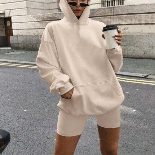 2021 Womens Trouser Suits Summer Womens Casual Solid Color Loose Fitting Sweatshirt Short Sport Two Piece комплект с шортами