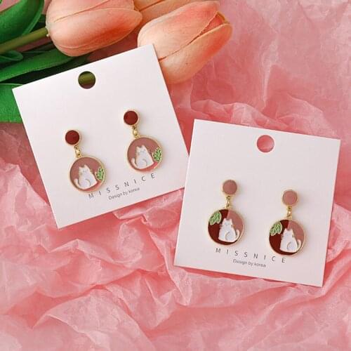 Romantic Sweet Cat Puppy Drop Earrings For Women 2021 New Simple Cute Animal Girl Student Good Gift Female Jewelry Accessories
