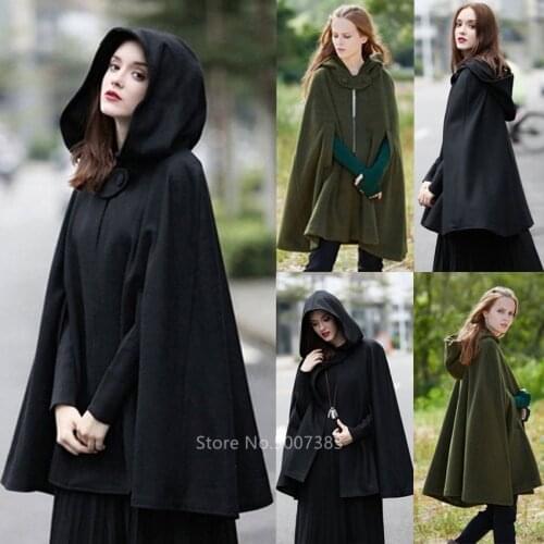 Middle Ages Women Vintage Hodded Cloak Medieval Costume Victorian Fancy Disguise Clothing Pirate Viking Cosplay Adult Halloween