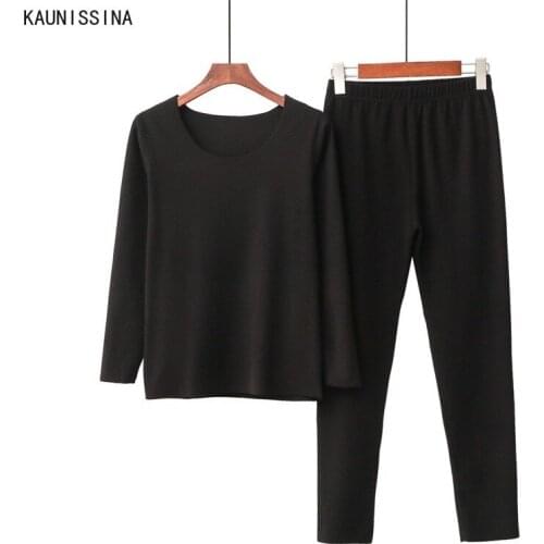 Women Thermal Underwear Pajamas Set Sleepwear Bottoming Shirt Home Autumn Winter Warm Lingerie Sets Female Long Johns Homewear