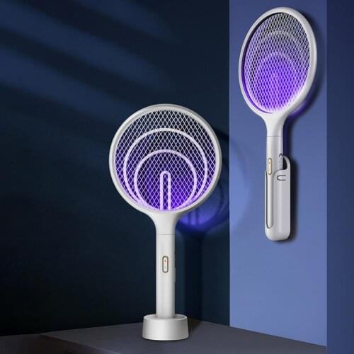 1 Set Durable USB Rechargeable Anti Mosquito Racket Fly Insect Zapper Trap ABS Anti Mosquito Racket Effective for Indoor