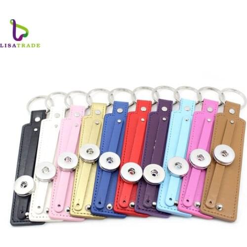 10pcs/lot PU leather key chain-key ring-keyring-keychain snap button keychains wristband fit snap buttons number LSNB19*10