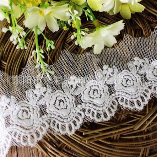 15yard* 5.5 cm Embroidery White Lace Ribbon Organza Lace DIY Sewing Handmade Crafts Wedding Decor Fashion Skirt Accessories