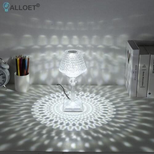 Diamond Table Lamp Acrylic Transparent Prism Desk Night Light Bedroom Bedside Lamp Crystal LED Light Home Bar Decorations