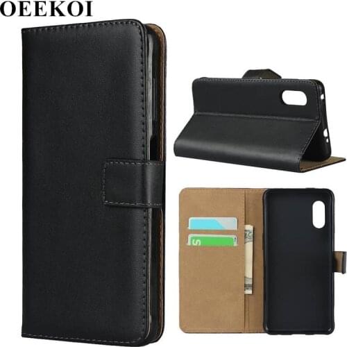 OEEKOI Genuine Leather Wallet Flip Cover Case for Samsung Galaxy Xcover Pro with Card Slots Holder