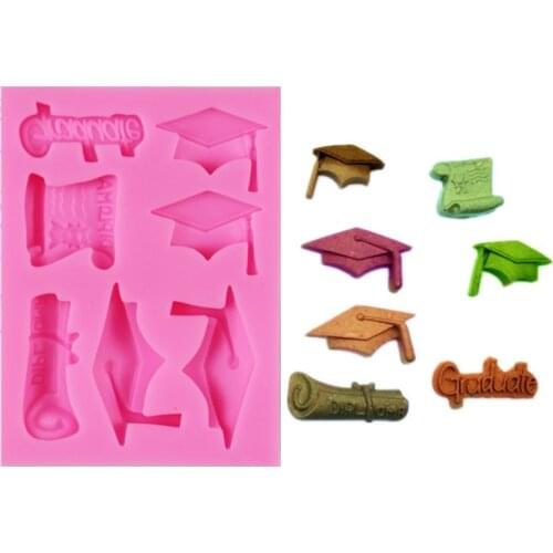 DIY Graduate Silicone Molds Bachelor Cap Fondant Mold Party Cake Decorating Tools Candy Clay Chocolate Gumpaste Moulds