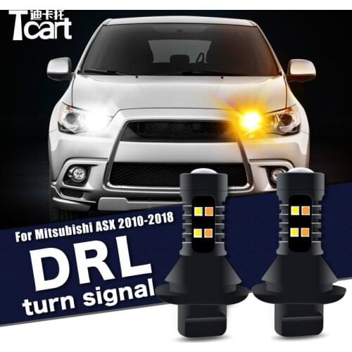 2PCS Led Drl Daytime Running Light Turn 2IN1 Car Accessories For Mitsubishi ASX Outlander Sport (GA/XA/XB/XC/XD) 2010- 2018