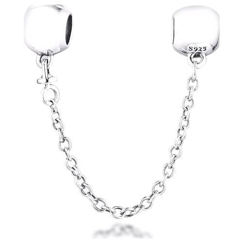 Signature Safety Chain Charms 925 Sterling Silver Beads for Jewelry Making Fits Europe Bracelet DIY Gift Kralen Wholesale
