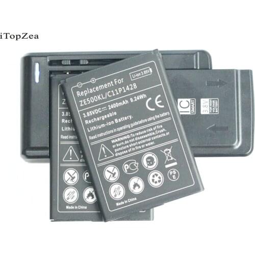 ITopZea 2Pcs 2400mAh / 9.24Wh C11P1428 Replacement Battery+Universal Charger For Asus Zenfone 2 Zenfone2 Laser ZE500KG ZE500KL